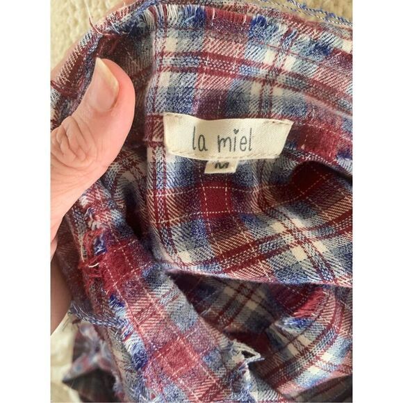 La Miel Button Down Frayed Flannel - Picture 9 of 13